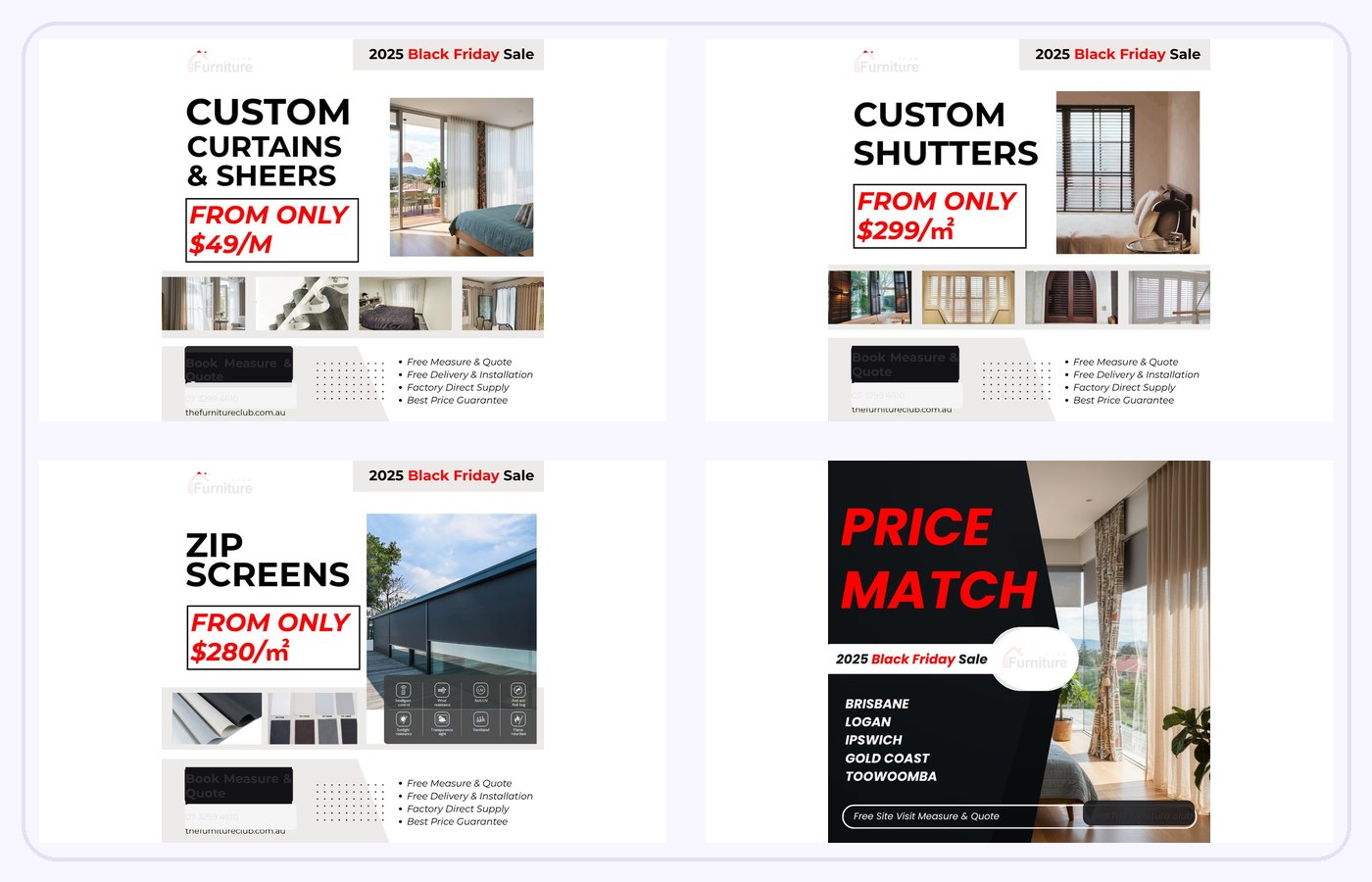 Redacted paid social creative set preview